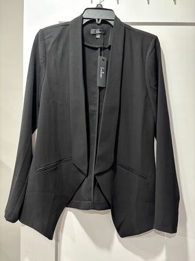 Lulu's Black Open-Front Shawl Collar Blazer